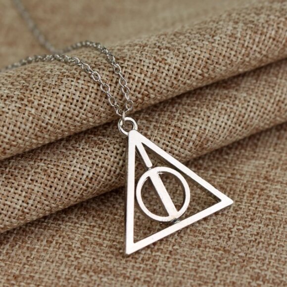 Silver Deathly Hallows Symbol Fidget Pendant Necklace - Picture 1 of 6